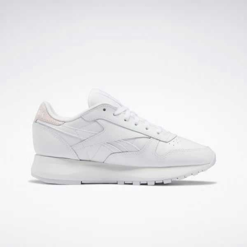 White / White / Pink Reebok Classic Leather SP | NBH-738029
