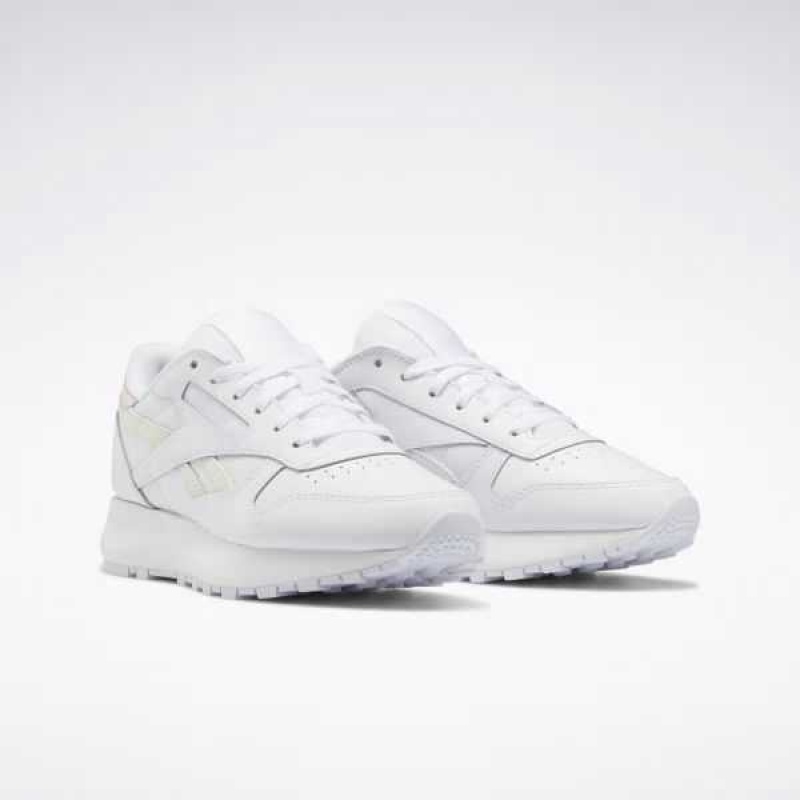 White / White / Pink Reebok Classic Leather SP | NBH-738029