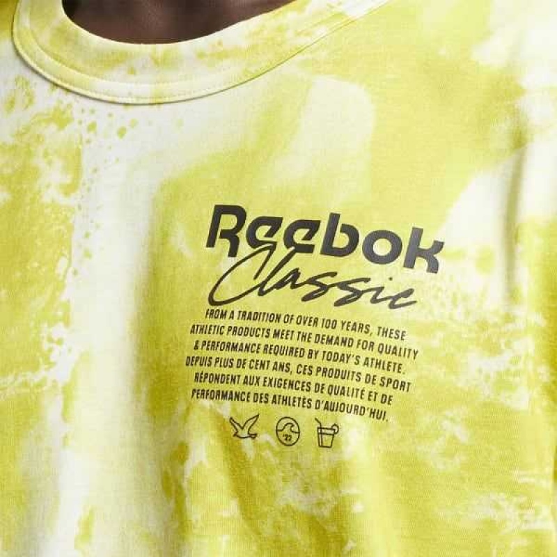 Yellow Reebok Classics Allover Print Graphic T-Shirt | TPN-189304