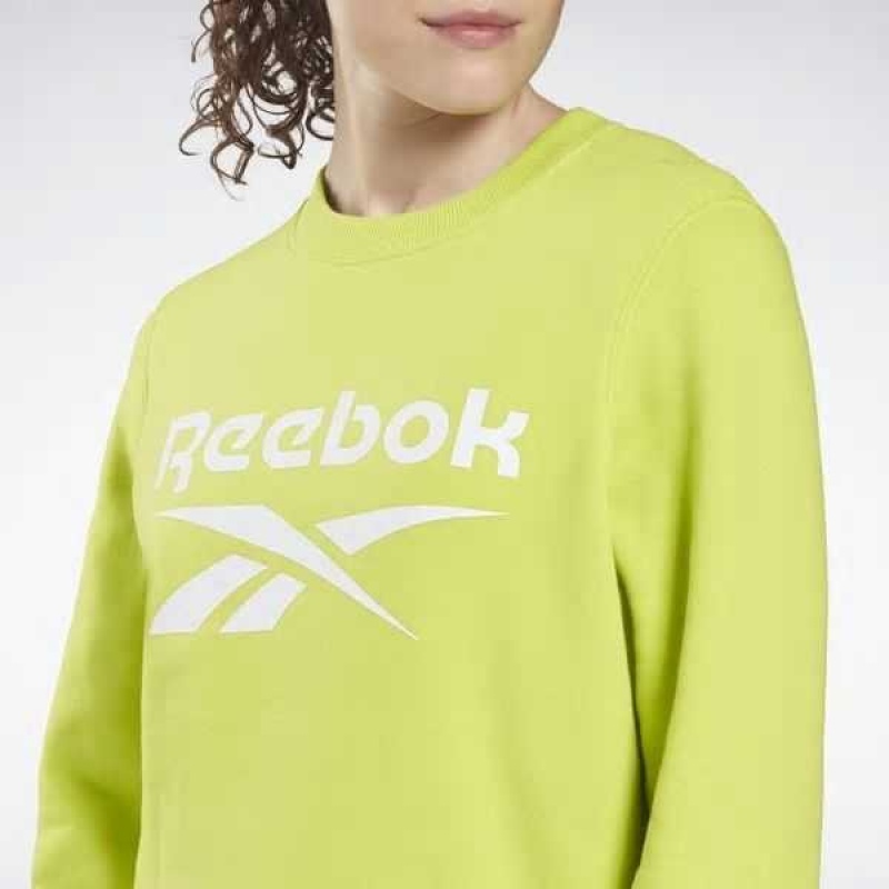 Yellow Reebok Identity Logo Fleece Crew Sweatshirt | LZO-381605